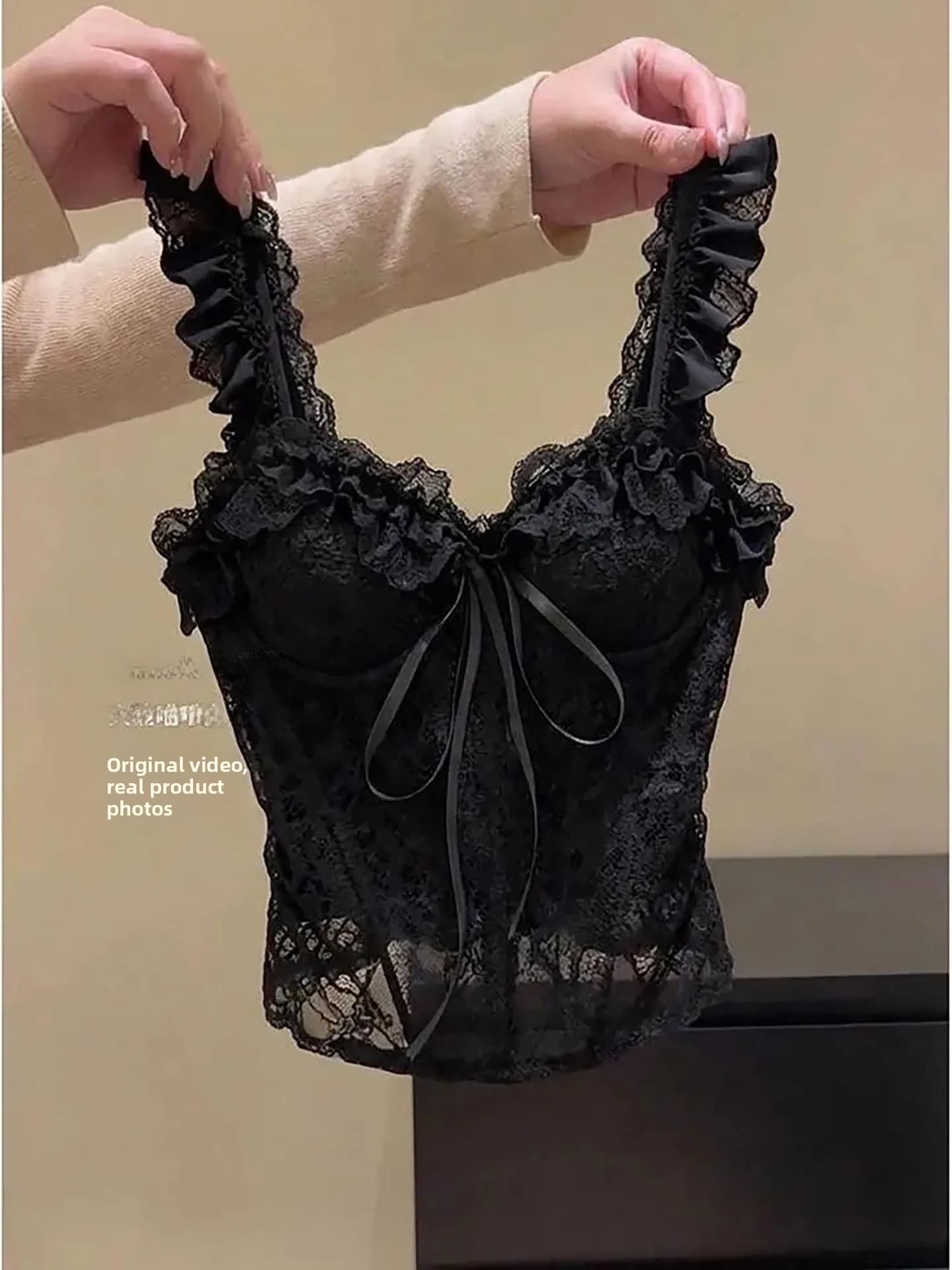 Sexy Lace Trim See through Hollow out Crop Top Women's Summer 2026 Elegant Style Breathable Short Length V Neck Casual Wear