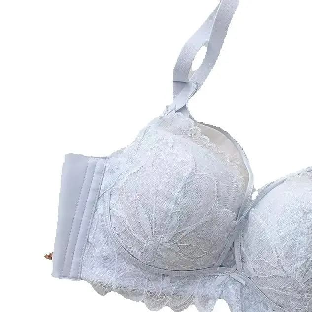 Sexy Lace KUCLUT Set with Gathered Chest, Large Upper Support, Anti Sagging, Comfortable, No Steel Ring Bra Two-Piece Set