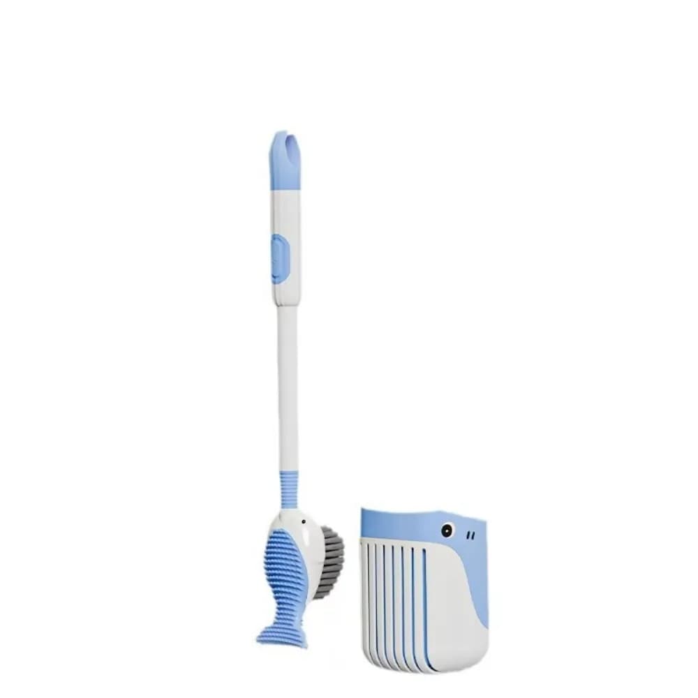 Set Spazzola WC in Silicone Antiscivolo con Foro per Appendere, Pulitore per WC Carino da Parete con Supporto per Vasche da Bagno