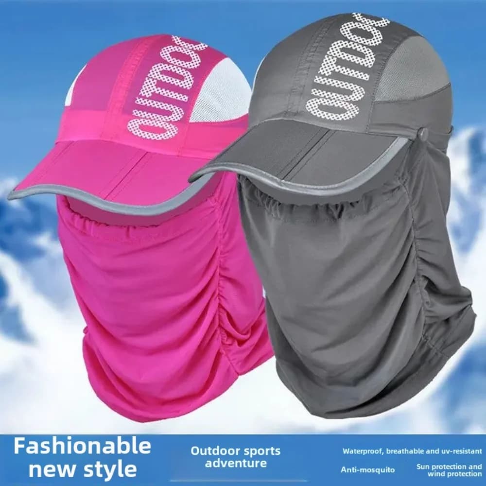 Cappello con protezione UV e copertura facciale in seta ghiacciata, traspirante, ad asciugatura rapida, regolabile, per escursioni, pesca, ciclismo, baseball.