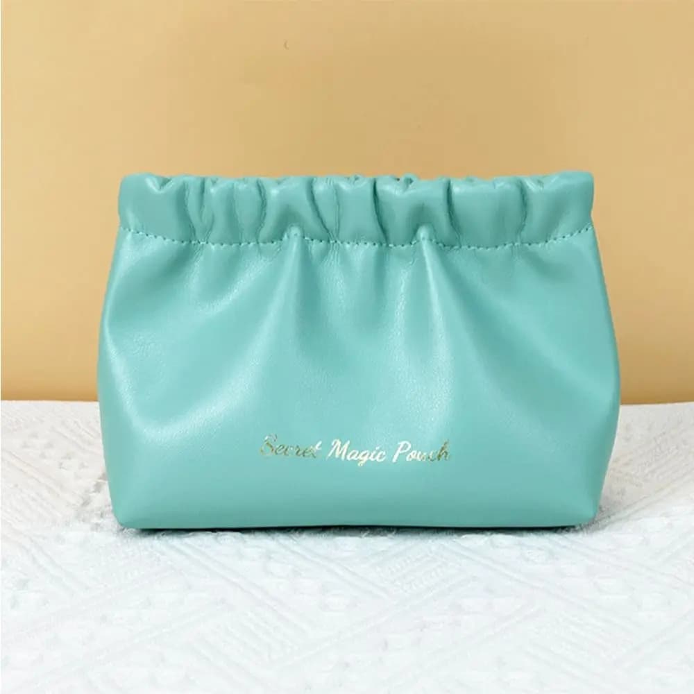Borsa portaoggetti per cavi dati, stile coreano, in PU, con chiusura a molla, tinta unita, per piccoli oggetti, borsa portaoggetti, borsa per cosmetici, da viaggio