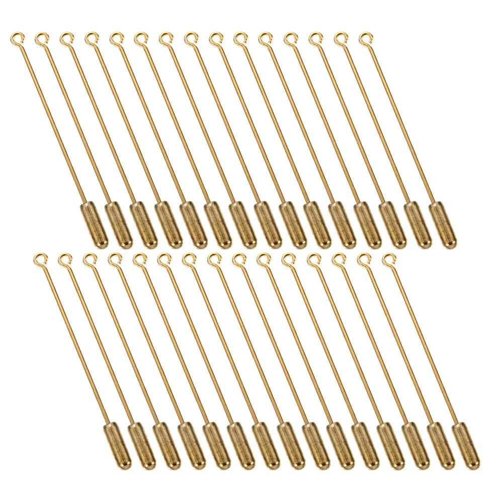 30 Pieces Metal Pins 70mm Copper with Tips Stop-File for Creating DIY Jewelry, Hats, Scarves, Turned, Base for Handicraft Spills