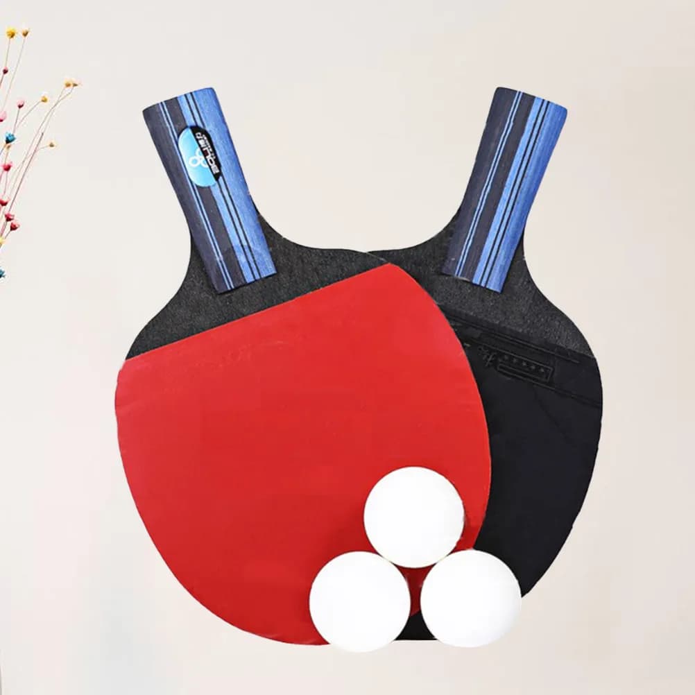 Set di Racchette da Ping Pong con Superficie in Gomma su Entrambi i Lati, Lama in Legno di Pioppo, Impugnatura Ergonomica Conica per Giocatori Amatoriali e Professionisti