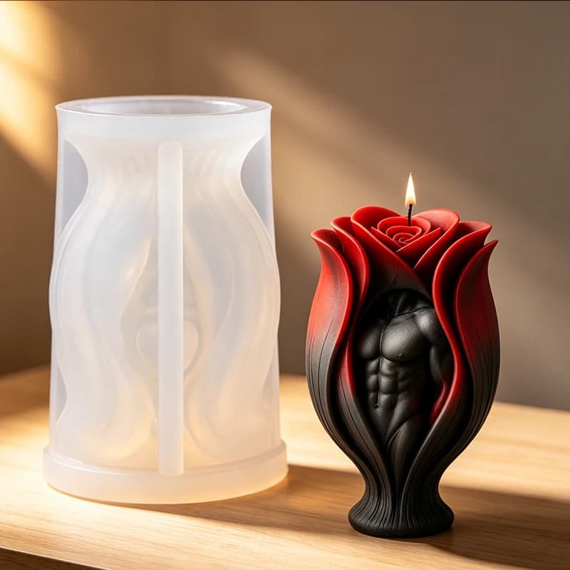 Rose Muscle Man Body Candle Silicone Mold 3D Torso Man Sculpture Aromatherapy Soap Craft Ornament Epoxy Resin Mold Home Decor