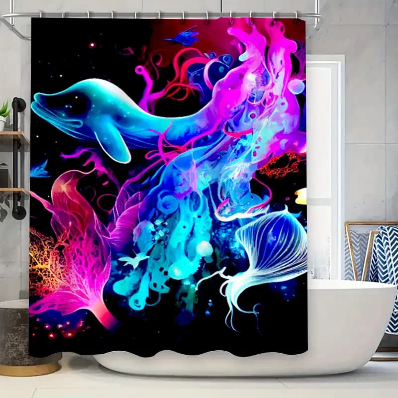 Vibrant mondo sottomarino tenda da doccia sirena canotta decorazione pesce per bagno