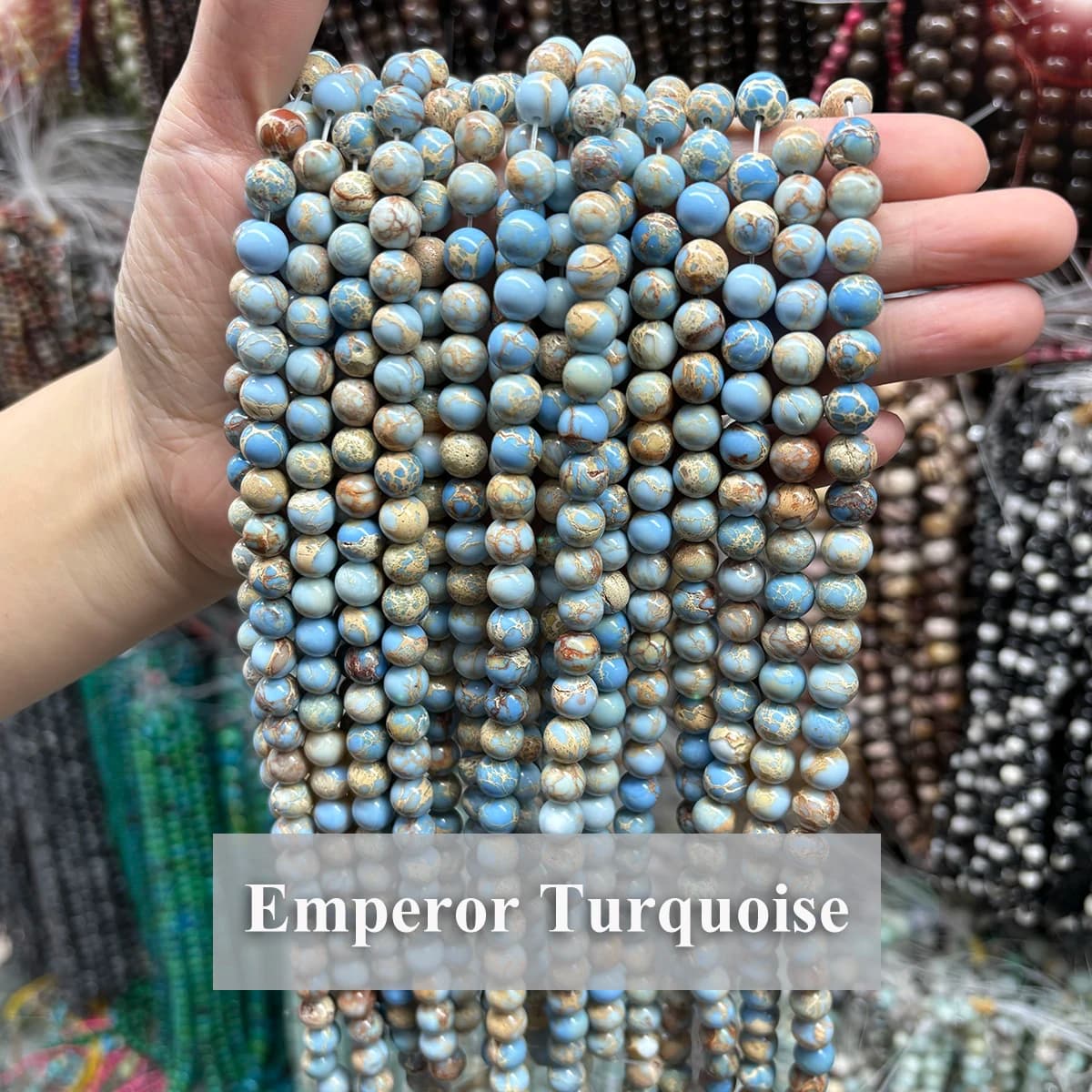 Light Blue Emperor Turquoise Beads 4 6 8 10mm Natural Stone Beads for Jewelry Making DIY Bracelet Necklace & Jewelry Accessories
