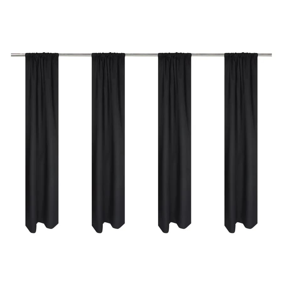 Black Solid Blackout Rod Pocket with Back Tabs Curtain Panels 4PC Set Set of 4 30" W x 84" L