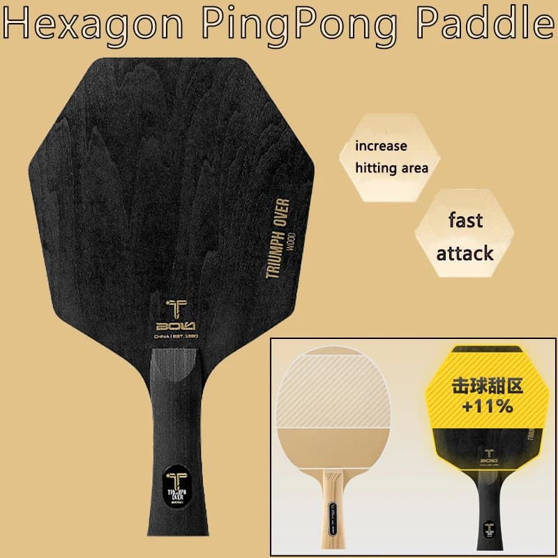 5PlyPure Legno Racchetta Da Ping Pong Professionale Esagonale PingPong Paddle Per Trainning Pingpong Lama Inferiore Aumentare L'area di Colpire