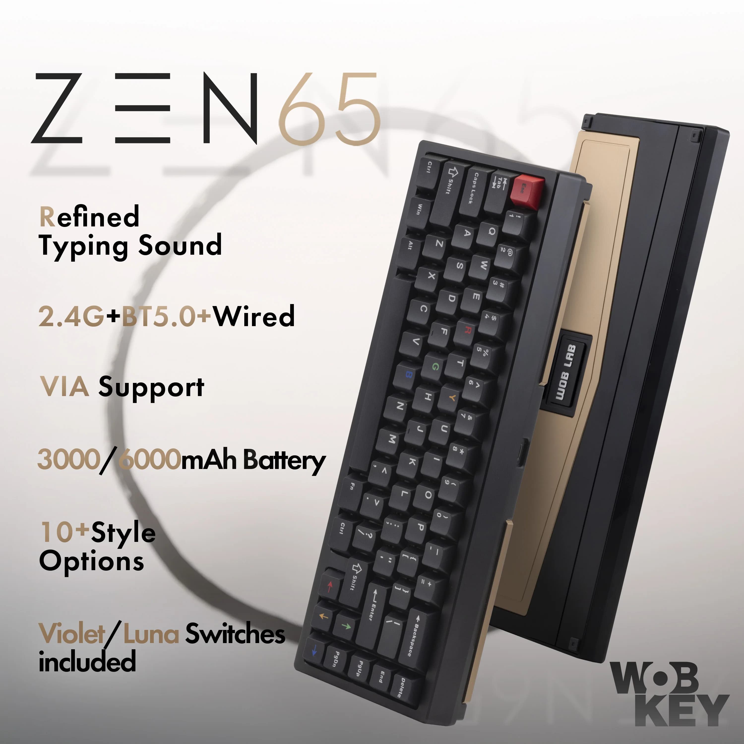 WOBKEY ZEN 65 Tastiera a sgancio rapido in alluminio trimodale