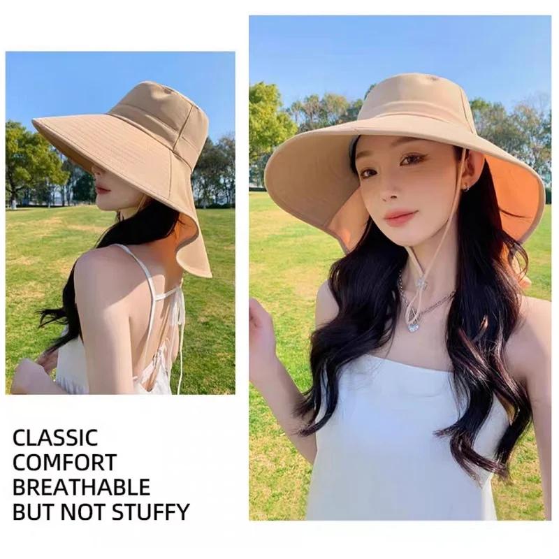 Outdoor Wide Brim Sun Bucket Hat Summer with Neck Cover Fishing Hat 50+ UPF Protection Safari Cap For Women Girls Bucket Hat