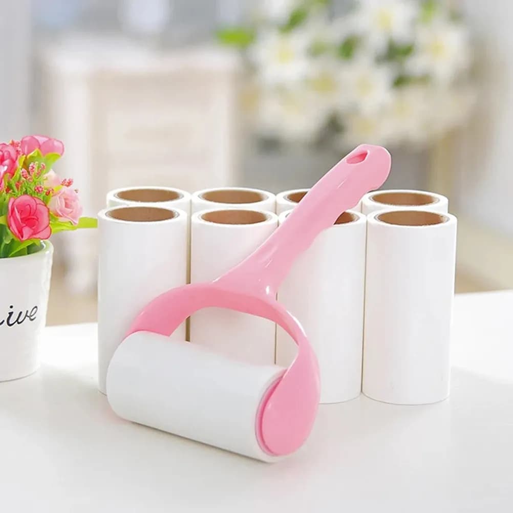 1Pcs Sticky Lint Roller Pet Hair Remover Pink Strong Adhesive Refill for Clothes Furniture Car Carpet Dust Pickup