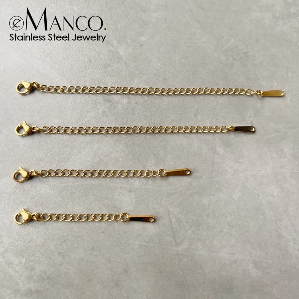 e-Manco Connettore per fermagli a moschettone in acciaio inossidabile con catena di coda di estensione estesa per la creazione di gioielli con collane e bracciali