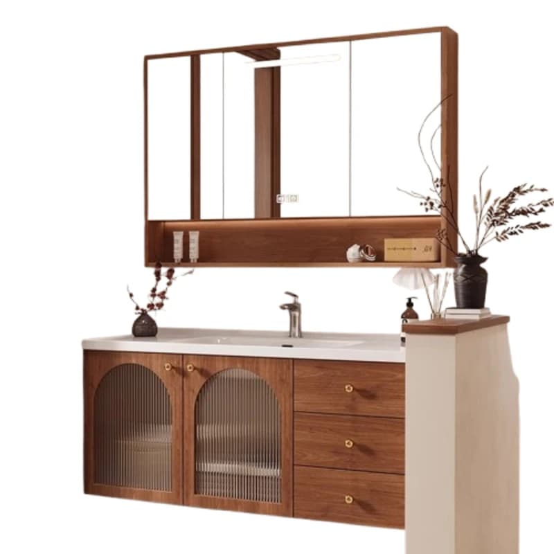 Mobile da Bagno in Rovere Rustico con Specchio, Arredamento Moderno