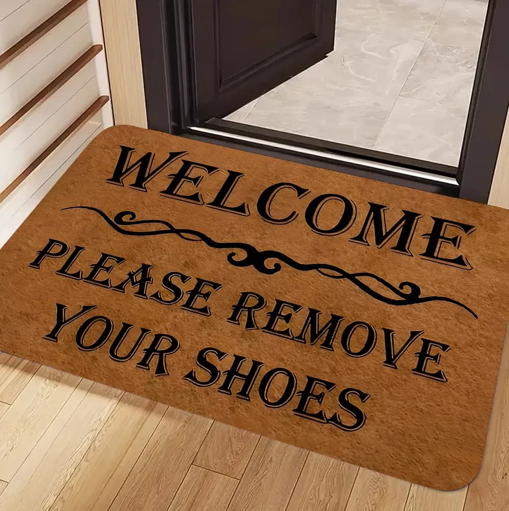 Welcome Mats Entrance door Outside entrance Please remove your shoes Zerbino for domestic interior Funny kitchen mats Patio Full Brown