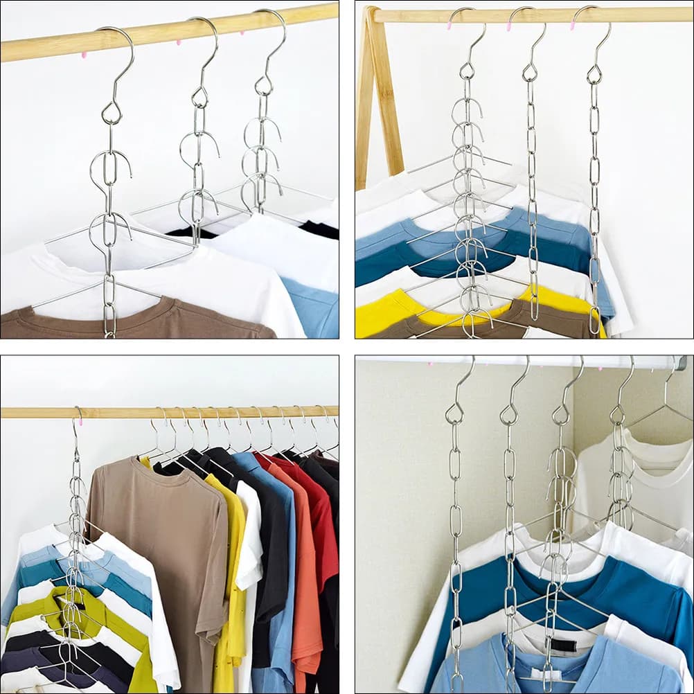 Set di 6 Eleganti Organizzatori per Appendiabiti, Ganci a Cascata Multifunzionali in Metallo con Catena