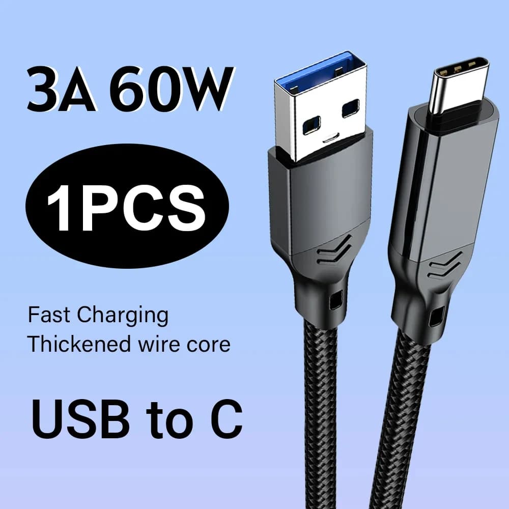USB3.2 to Type C 10Gbps High Speed Data Cable USB C SSD Hard Disk Cable QC 3.0 3A 60W Fast Charging For Phones Laptops 0.5/1/2M