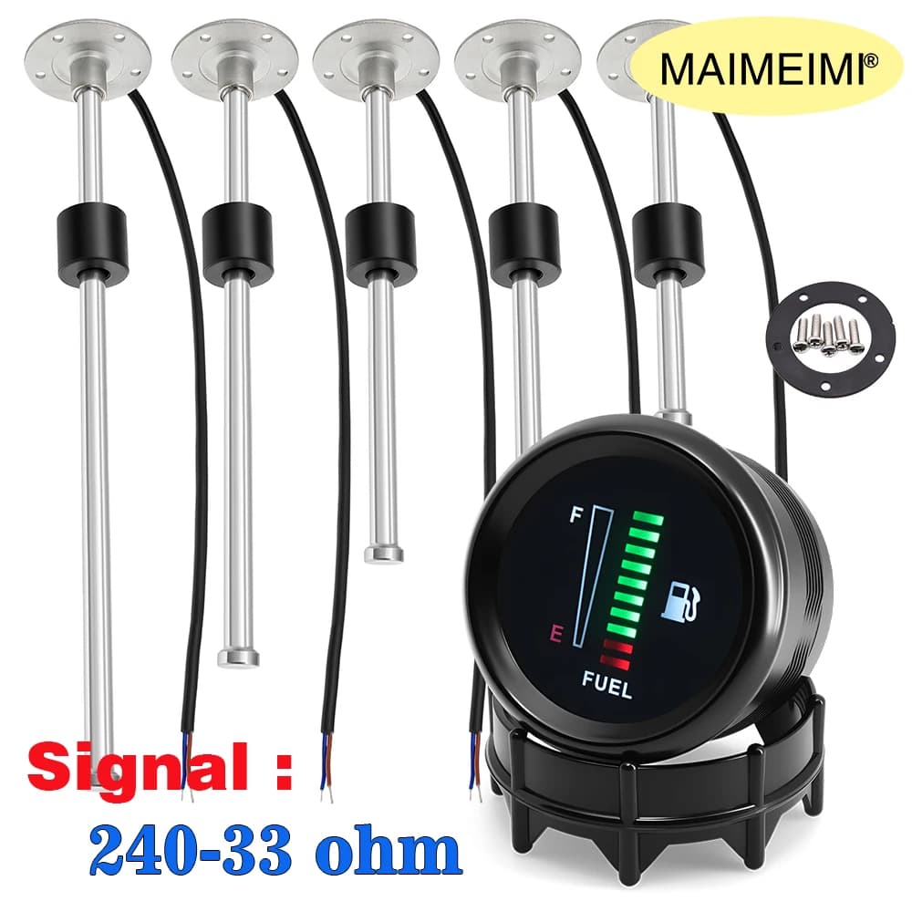 Indicatore di livello del carburante per auto da 2 "52mm 240 ~ 33ohm Sensore galleggiante del carburante Display elettronico 12V Indicatore automobilistico 10 LED Indicatore di livello del serbatoio dell'olio