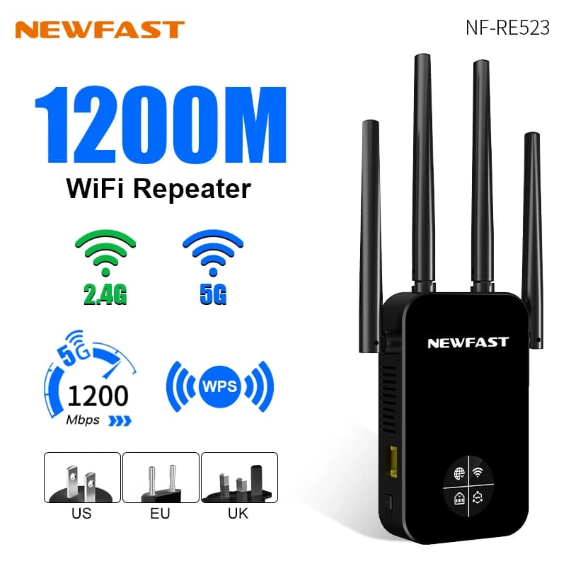 COMFAST Wi-Fi 300/1200Mbps repeater, 2G/5G long-range signal amplifier, Extender Gigabit Powerful with Spina UK