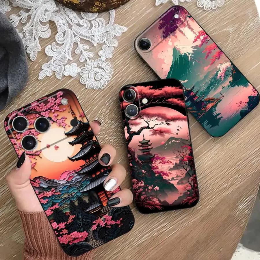 Custodia per telefono estetica Monte Fuji per Apple iPhone 17 Pro Max 15 Pro 7 8 17e 13 14 16 Air XR XS MAX 12 11