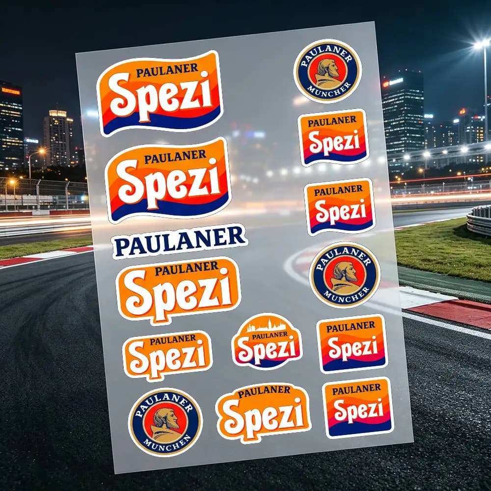 Adesivi per moto Beer Paulaner Spezi Munich, adesivi in vinile per carrozzeria auto, adesivi murali per laptop, accessori per la modifica dell'auto