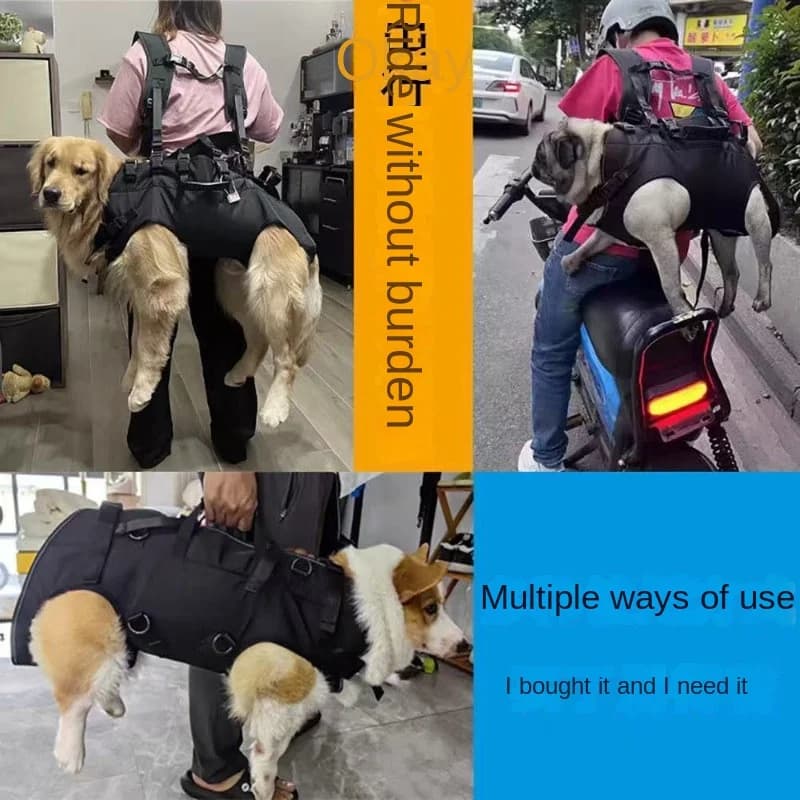 Adjustable Dog Lift Carrier Backpack Pet Support Harness for Injured Old Dogs Travel Walking Assist Carry Bag