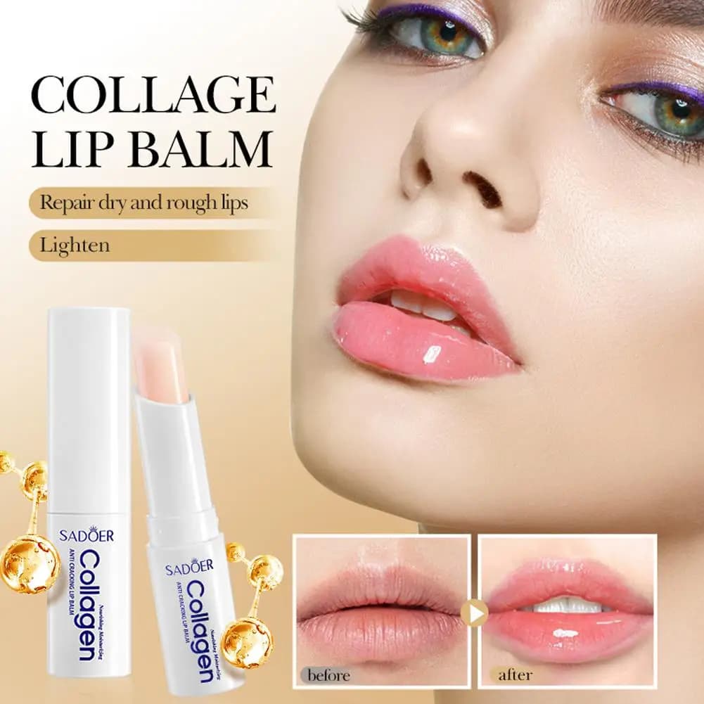 SADOER Balsamo Labbra al Collagene Idratante Anti-Screpolature, Stick Nutriente a Lunga Durata, Riparatore per Labbra Secche NUOVO