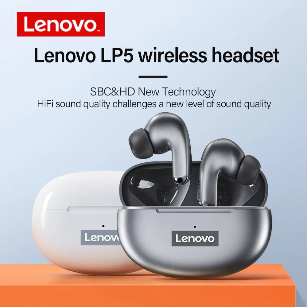 Lenovo LP5 TWS Bluetooth 9D Stereo HiFi Sport Waterproof Wireless Headphones for iPhone 13 Xiaomi Bluetooth Headphones