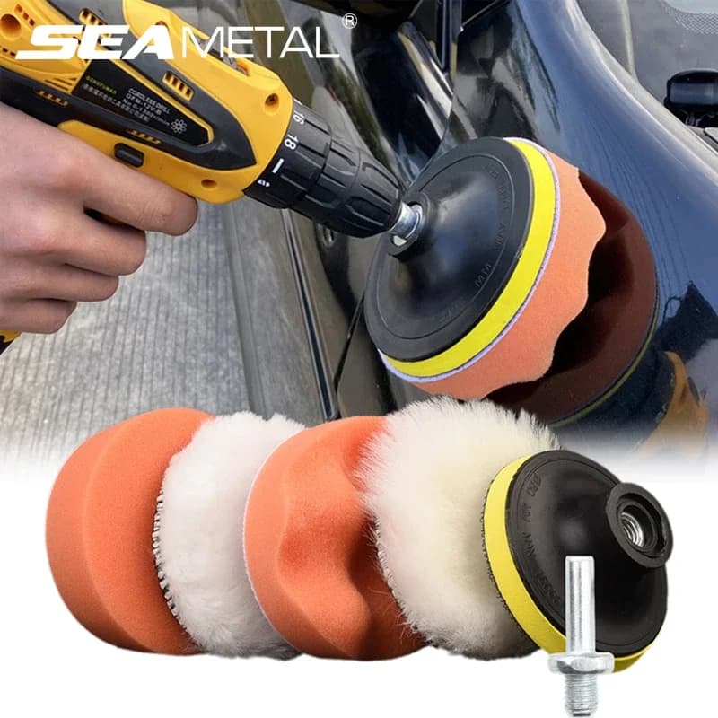 SEAMETAL 6 Pz Auto Polishing Disco Sponge Pad Kit Auto Details Cere Polishing Machine Buffer Sponge Remove Graffi Cera