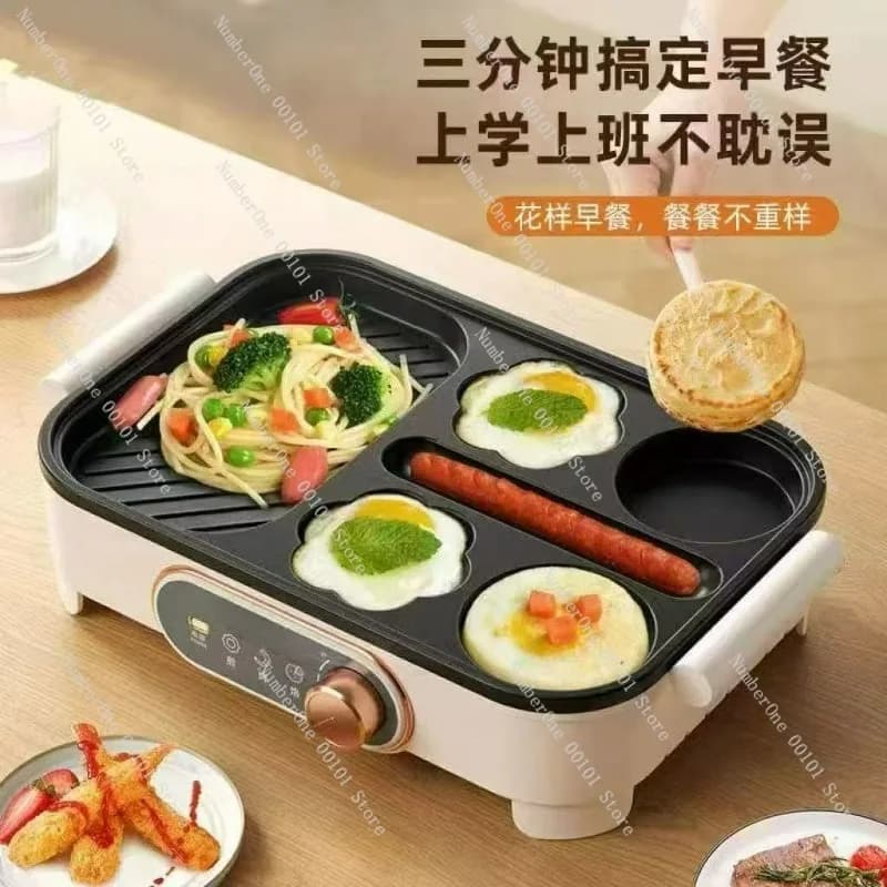 New burger machine with fried eggs, flat bottom non-stick pan for domestic use, multifunctional electric artifact for hot pots