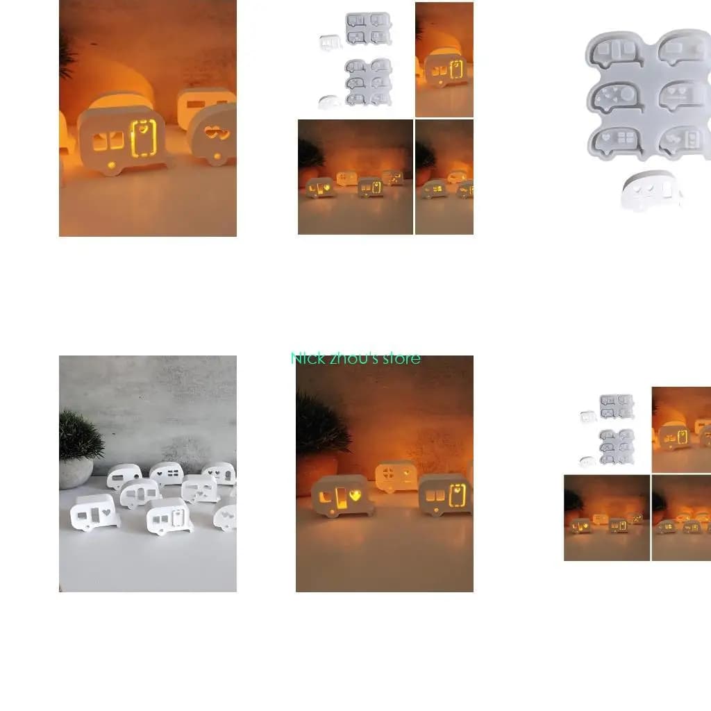 E15E Stampo portacandele a forma autobus Pasqua Stampo in silicone flessibile per strumento gioielli stampo per da con