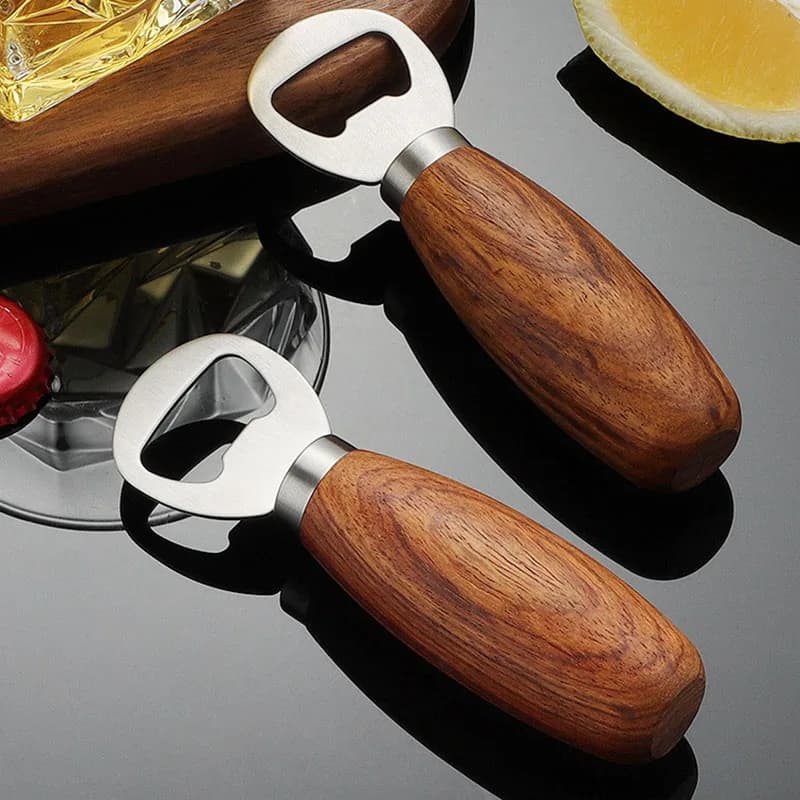 Apribottiglie in acciaio inossidabile 1/2/3pcs apribottiglie per birra portatile da barista apriscatole in legno per feste strumento da Bar