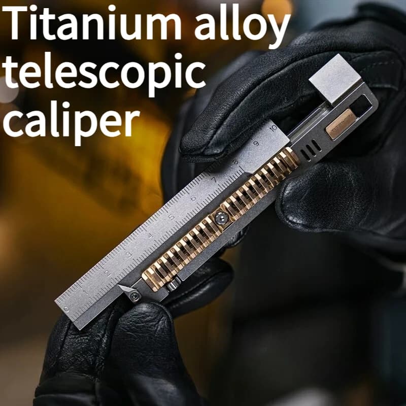 TC4 Titanium Alloy CNC Ruler Multifunctional Creative Stretchable Caliper Metal EDC Toy Outdoor Portable Tool