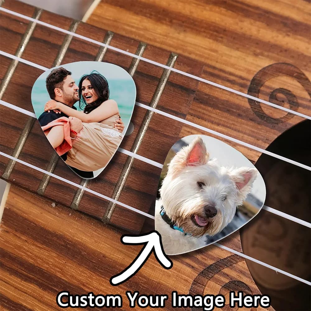 Plettro per chitarra personalizzato 1PC - PMMA personalizzato inciso al laser Immagine personalizzata scintillante brillante Regali unici per musicisti