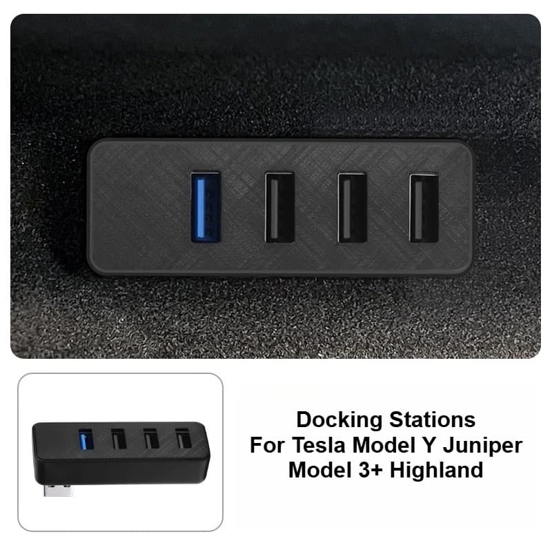 Docking station per hub cavo USB 4 in 1 per Tesla Model Y Juniper Model 3+ Portaoggetti Highland Dock Accessori per auto a ricarica rapida