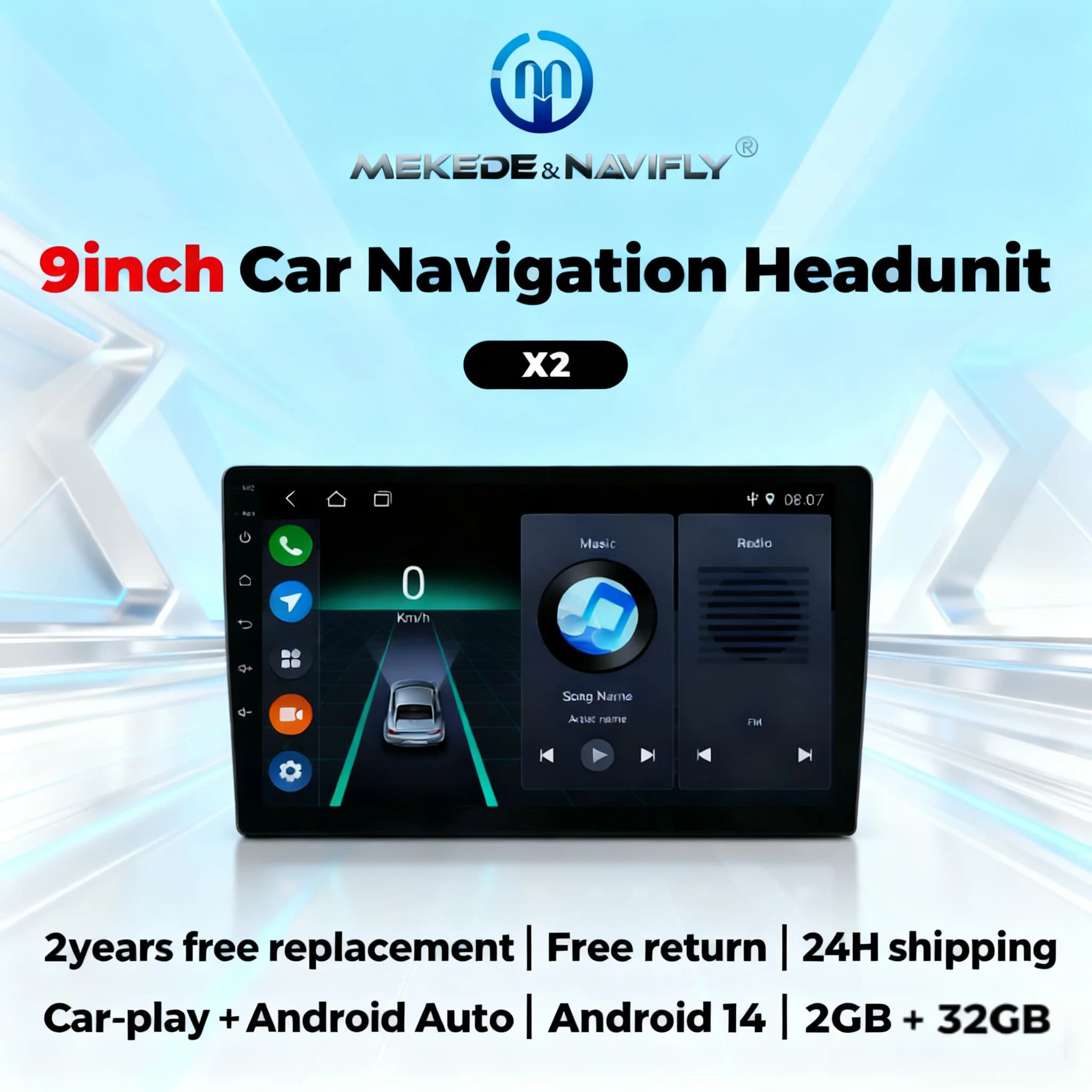 NaviFly 9 pollici 2 Din Autoradio Wireless Carplay Android Auto Autoradio Universale Lettore Video Multimediale Per Hyundai Kia Toyota