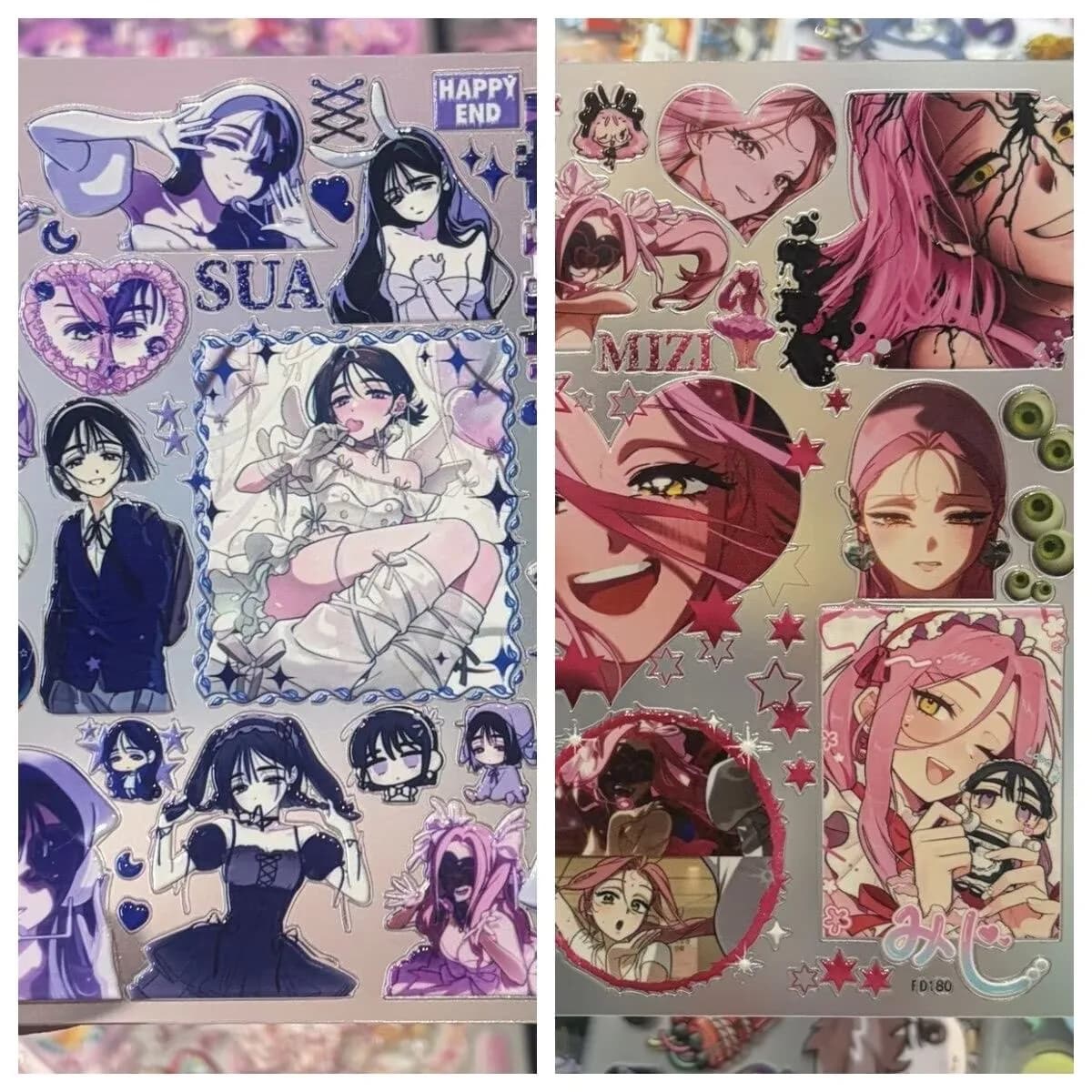 Anime Alien Stage MIZI SUA 3D Embossed Stickers Anime Character Sticker DIY Phone Case Notebook Scrapbook Decals Cosplay Props