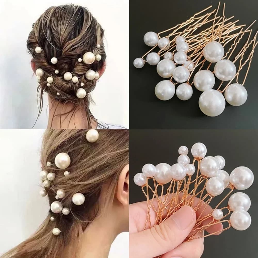 Fermagli per capelli a forma di U con perle simulate, fermagli in metallo per donna, accessori per capelli da sposa, strumenti per acconciature da matrimonio