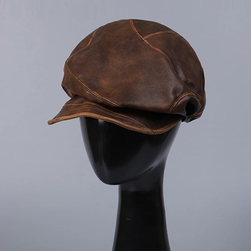 Cappello da donna in pelle PU ottagonale berretto da strillone accessorio da pittore per le vacanze all'aria aperta primavera autunno casual