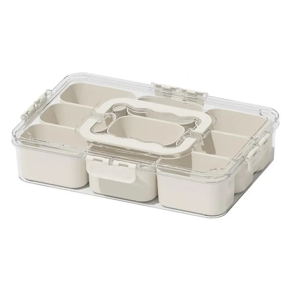 Snack Box Container With Multiple Compartments Split Tray Transparent Lid Design Refrigerator Organizer Food Storage Box