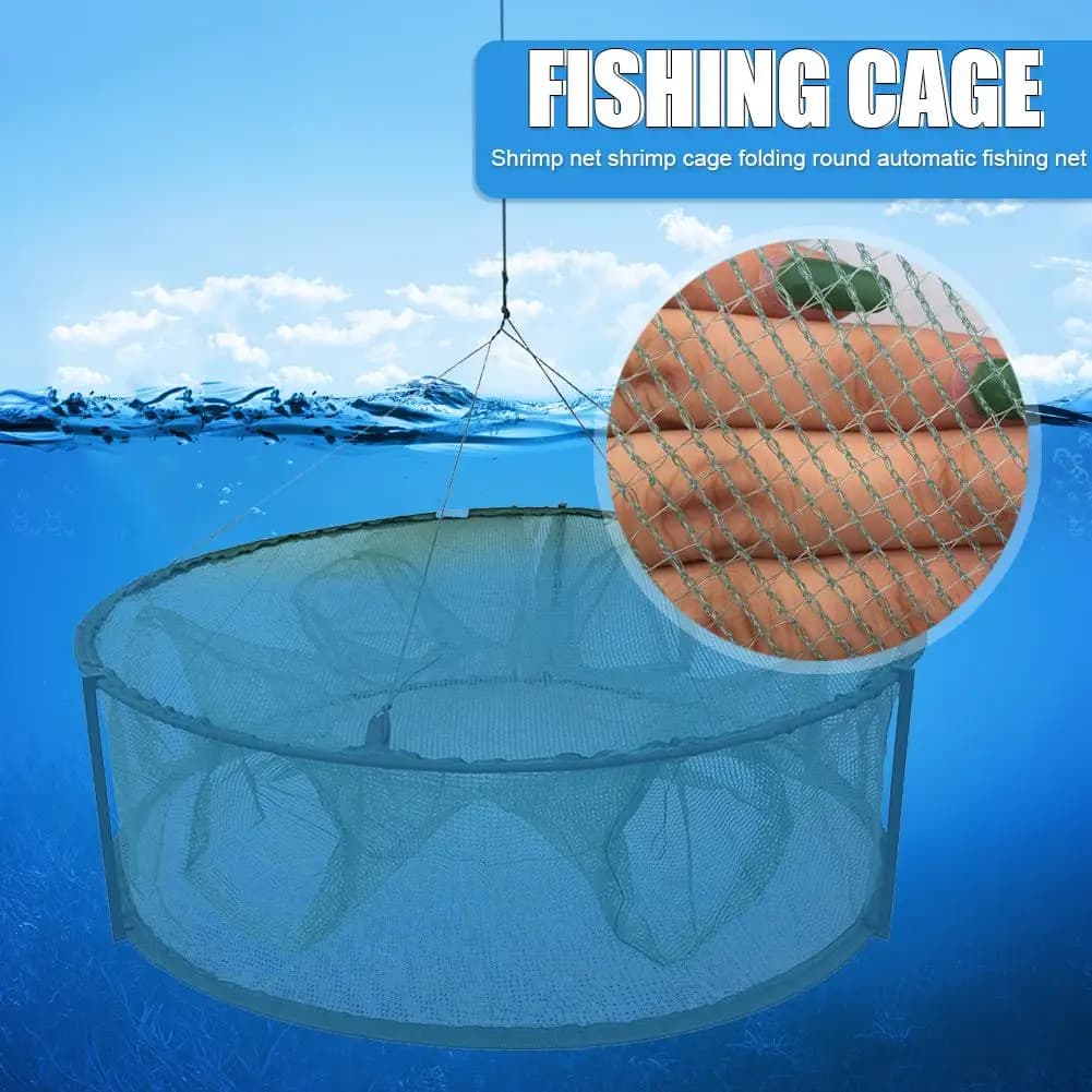 Nassa da Pesca Automatica Pieghevole a Forma Rotonda per Gamberi e Granchi