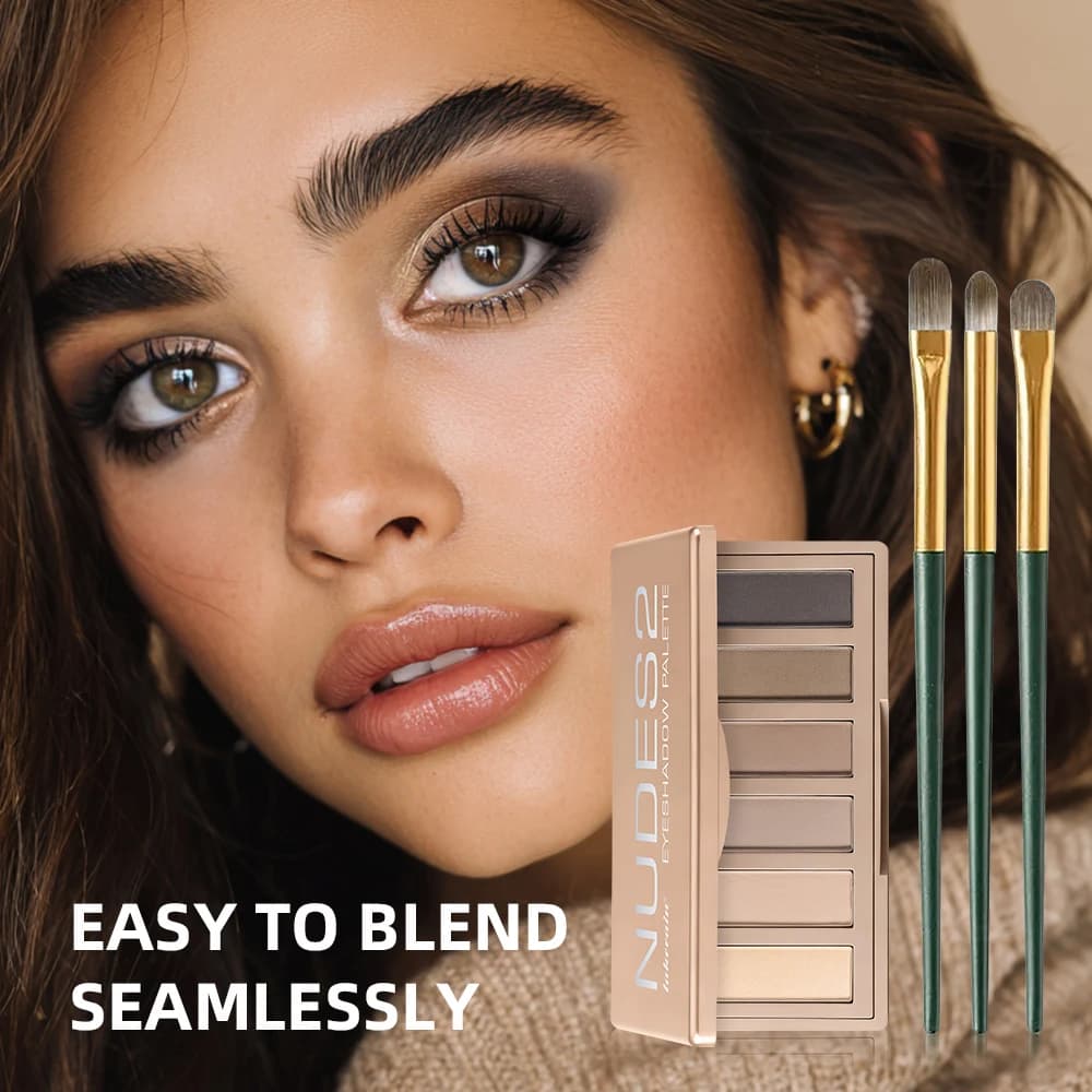 Palette di ombretti nude con pennello, finitura morbida e opaca, palette di ombretti sfumabili ultra-pigmentati, set di pennelli, trucco da donna