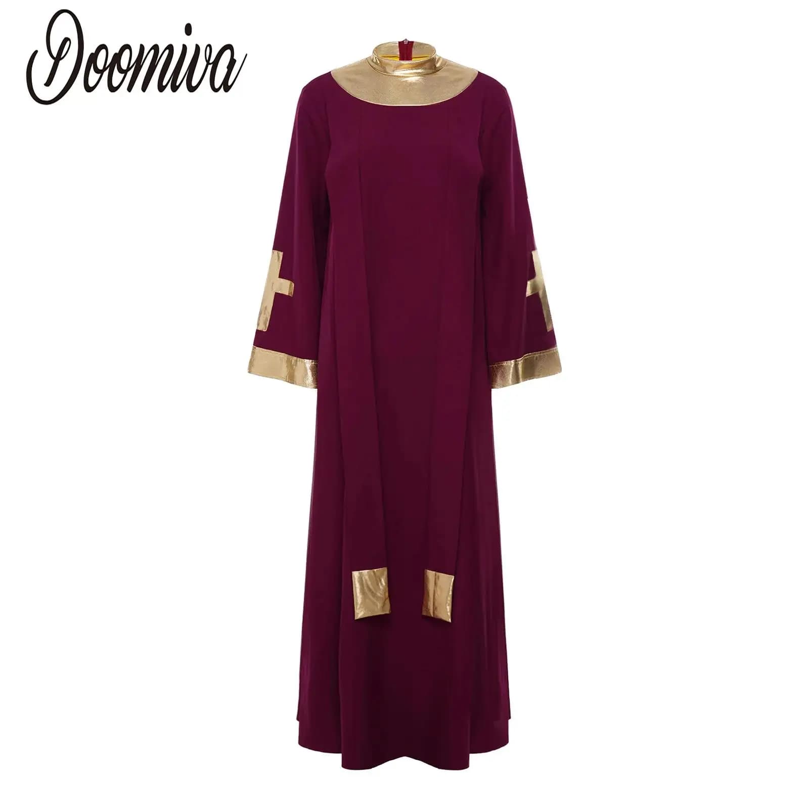 Women's Church Dress, Metallic Dress with Sleeves for Choir, Shepherd's Dress, Court or Carnival, Cosplay, Halloween