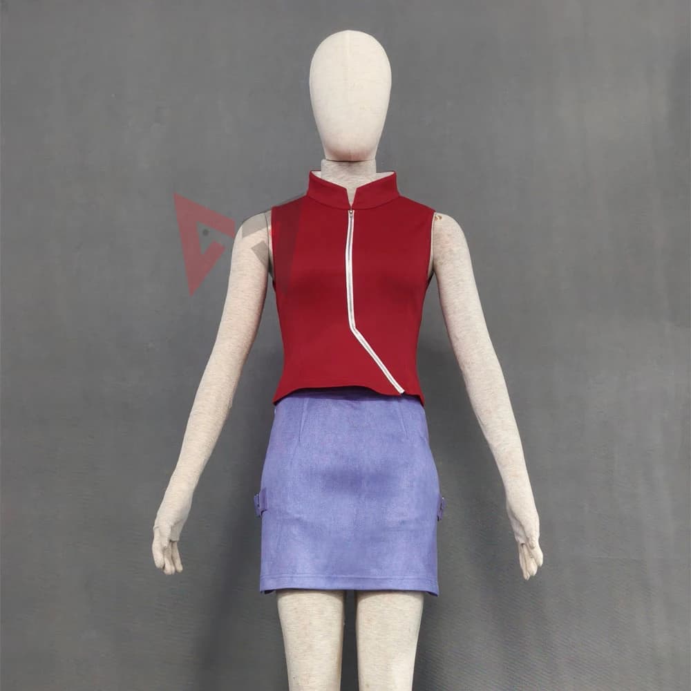Nuovo costume cosplay Ninja per bambini di 17 anni, camicia rossa, gonna viola, per feste di gioco, Halloween, realizzato su misura