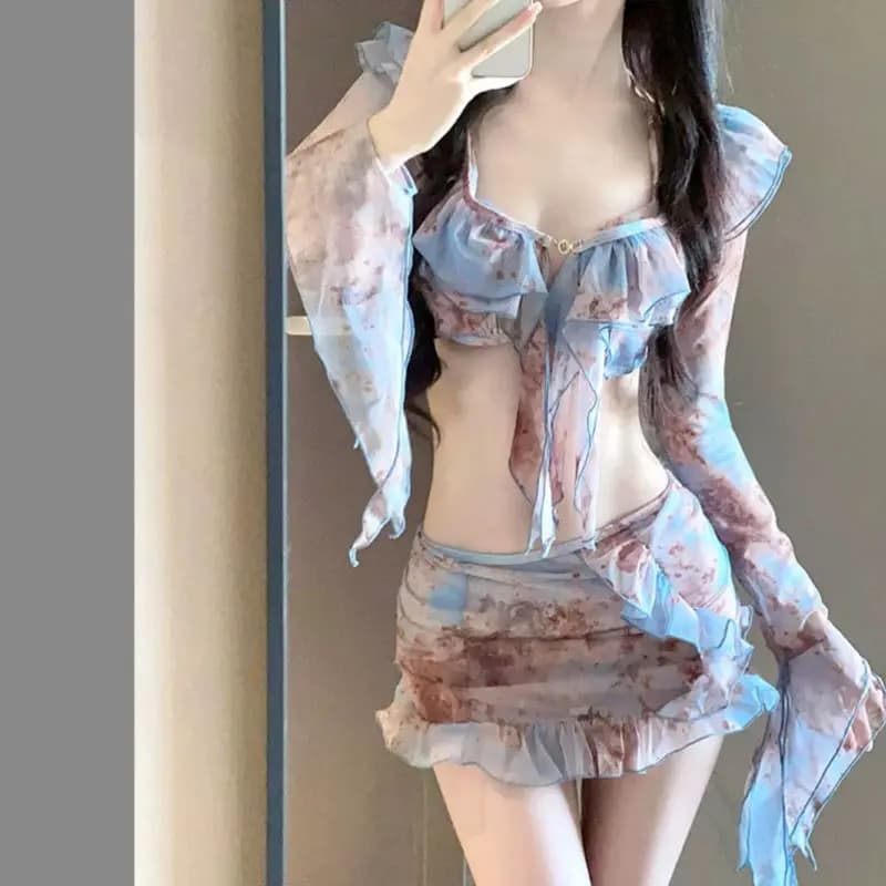 Nuovo set bikini sexy diviso in quattro pezzi Costume da bagno da spiaggia e da spiaggia per vacanze da fata