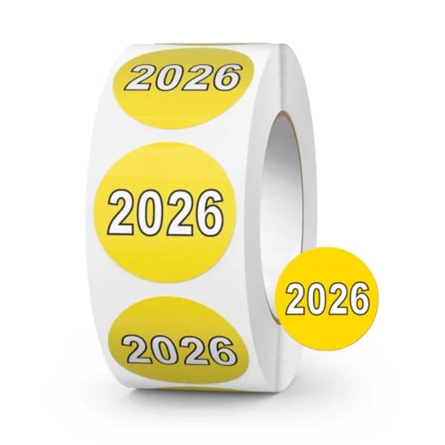 500 Adesivi Anno 2026, Etichette Rotonde Codificate Colorate in Vinile da 1 Pollice, Adesivi Impermeabili per Cartelle e Diari
