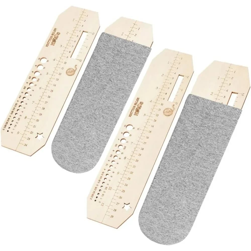 2 pezzi 2 dimensioni righello per maglieria in legno 10-12x2.8 pollici calzino in legno righello per maglieria uncinetto ago calibro strumenti per tessitura regalo fatto a mano