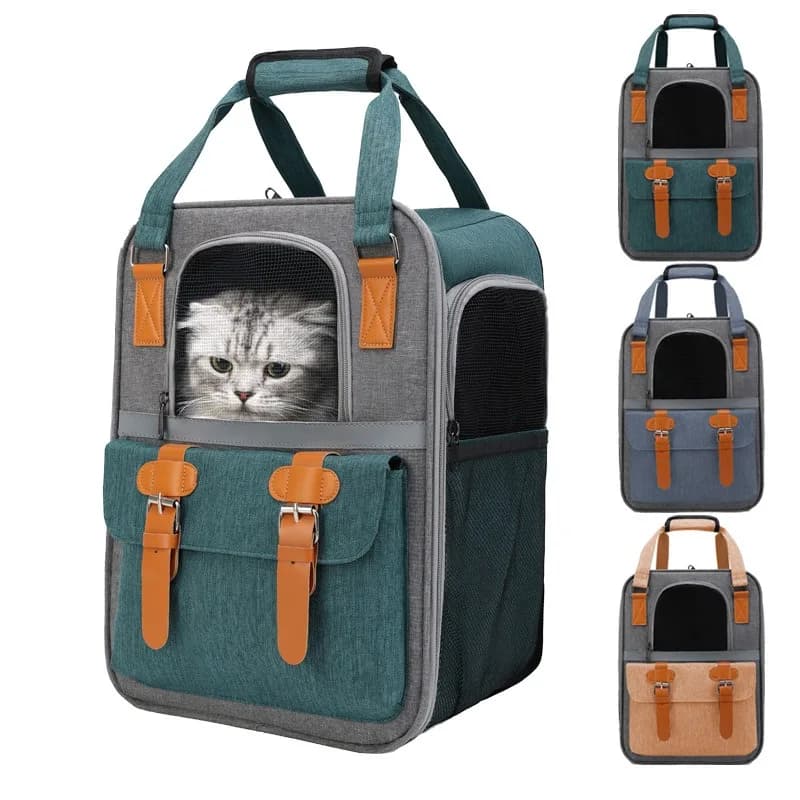 Zaino per cani Oxford borsa per gatti da viaggio all'aperto borsa a tracolla doppia per animali domestici borsa per gatti portatile Comfort traspirante borsa per gatti