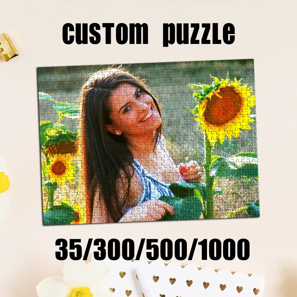 35/300/500/1000 pezzi Puzzle fotografico personalizzato con ritratto, personalizzabile, fai da te, decorazione, giocattolo da collezione, regalo di Natale
