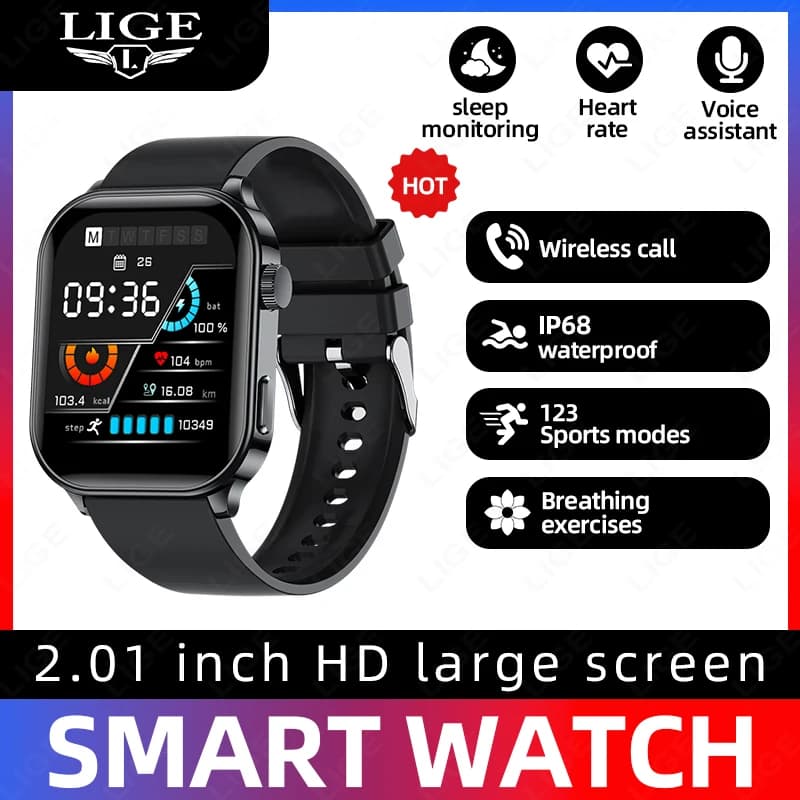 LIGE NUOVO Smart Watch Monitoraggio giornaliero Assistente vocale Notifica chiamate wireless Controllo musicale Uomo Donna Smartwatch impermeabile