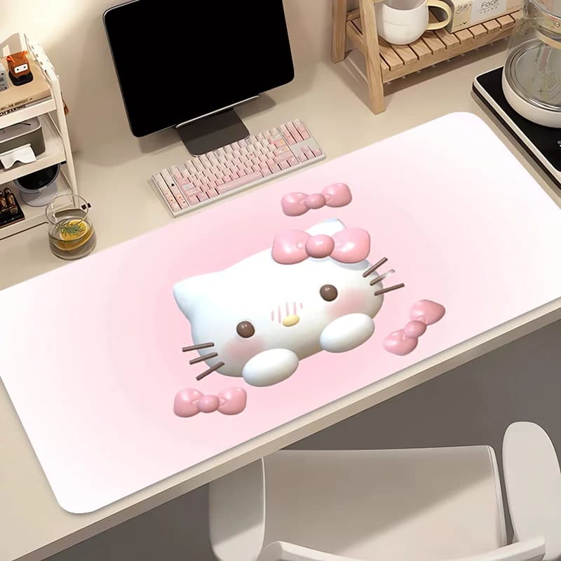 Tappetino per Mouse da Ufficio Hello Kitty, Grande Tappetino per Tastiera da Gioco, Tappetino in Gomma per Scrivania, Tappeto per Mouse da Gaming per Notebook